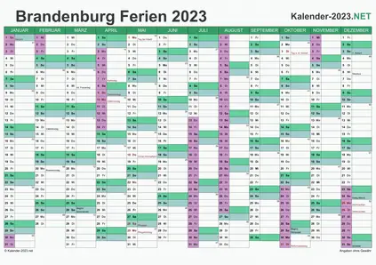 Kalender mit Ferien Brandenburg 2023 Vorschau