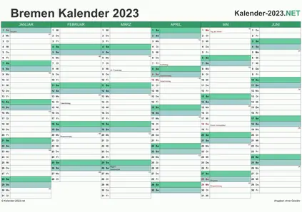Bremen Halbjahreskalender 2023 Vorschau