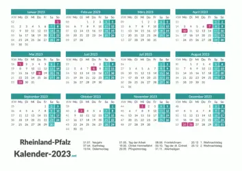 Feiertage Rheinland-Pfalz 2023 zum Ausdrucken Vorschau