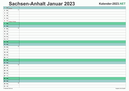 Sachsen-Anhalt Monatskalender 2023 Vorschau