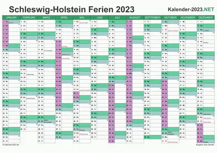 Vorschau EXCEL-Kalender 2023 mit den Ferien Schleswig-Holstein