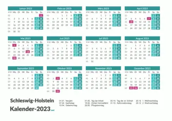 Feiertage Schleswig-Holstein 2023 zum Ausdrucken Vorschau